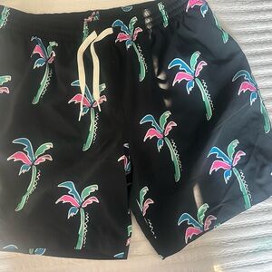 Chubbies -Tropical Palm Print Black Swimtrunks